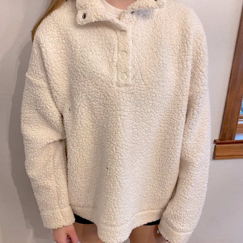aerie quarter button sherpa